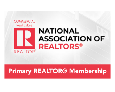 Primary REALTOR Membership - The Indiana Commercial Board of Realtors Graphic banner for the National Association of Realtors indicating Primary REALTOR® Membership, featuring the NAR logo and 'Commercial Real Estate' text.